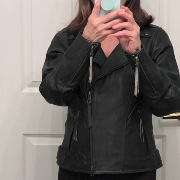 ππ₯Womenβs Genuine Harley-Davidson Bezel Collar Black Leather Jacketππ₯π - Picture 15 of 17
